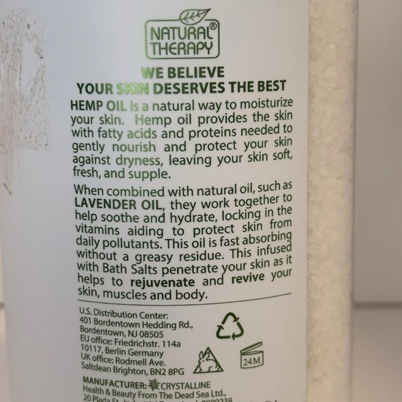 Natural Therapy Hemp & Lavender Bath Salts 37oz – Relaxing Aromatherapy 2-Pack - Picture 4 of 4